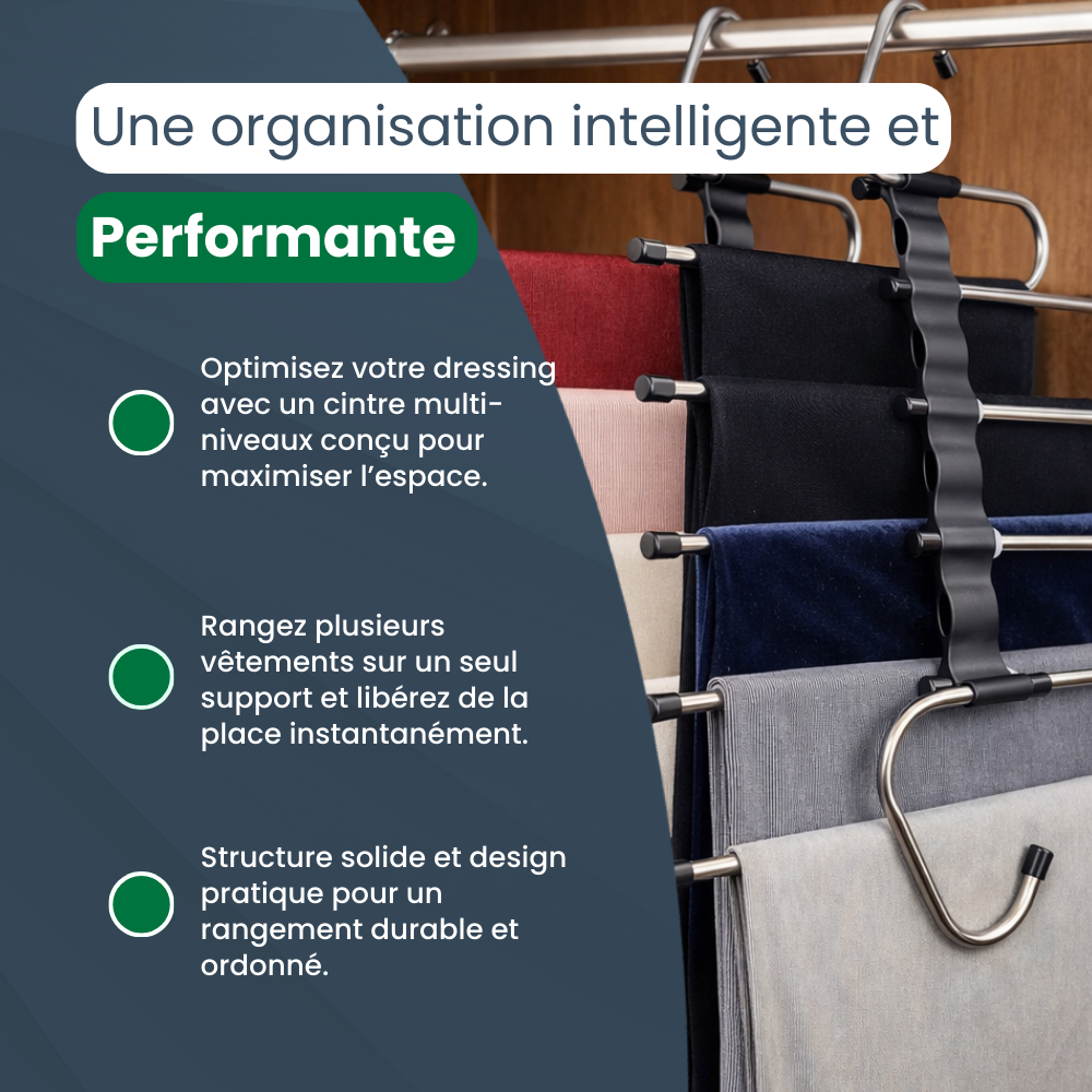 SlimDress | Organisateur de cintres gain de place multi-niveaux pour dressing