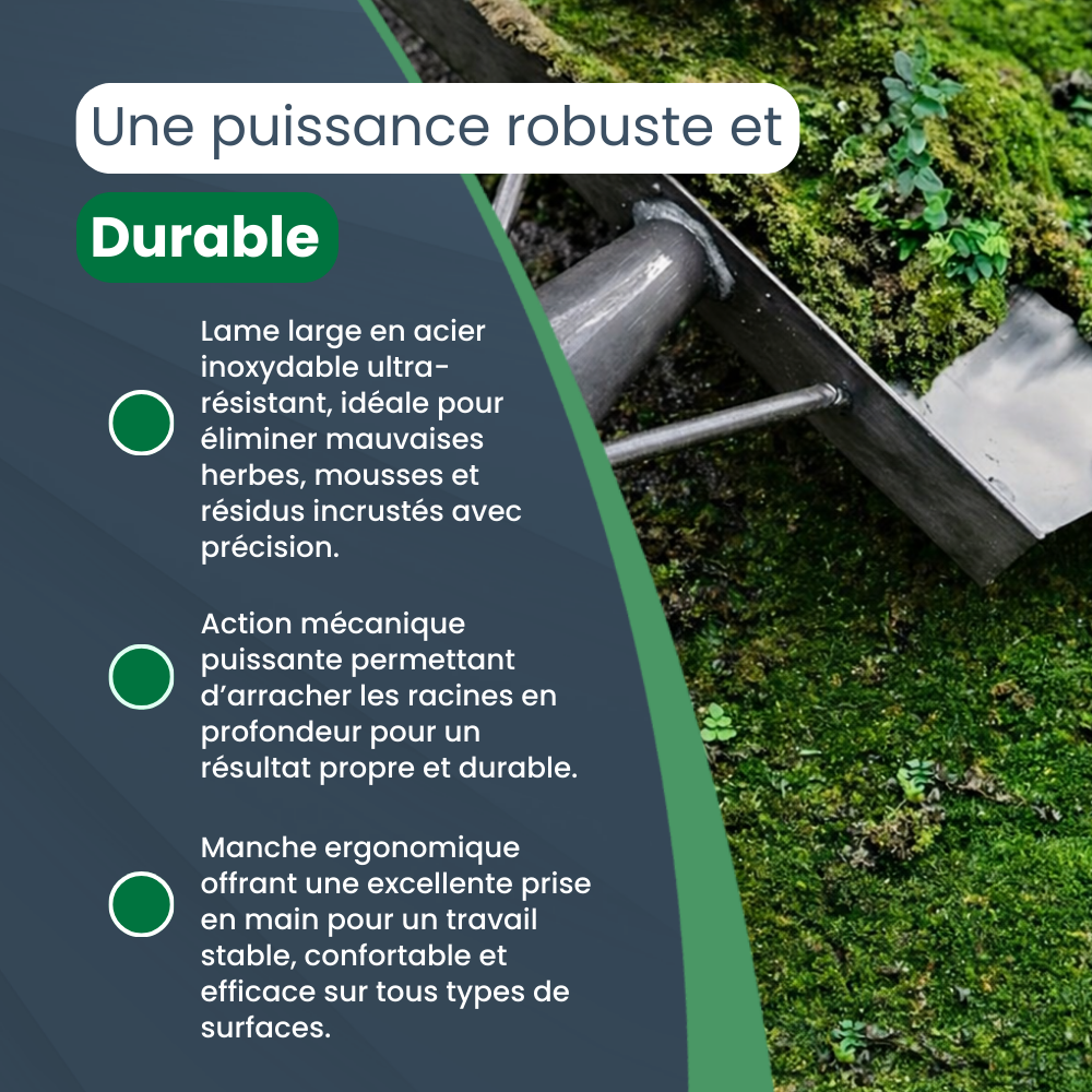 Raclette en Acier Inoxydable Ultra-Résistante | Outil de Désherbage Facile et Nettoyage Extérieur Efficace Professionnel