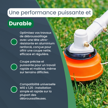 C60 PRO | Tête de Débroussailleuse Ultra-Résistante Universelle M10 x 1,25 Aluminium Renforcé