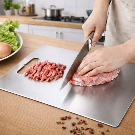Planche à Découper en Titane Anti-Bactérienne – Planche Cuisine Hygiénique Durable Haute Résistance