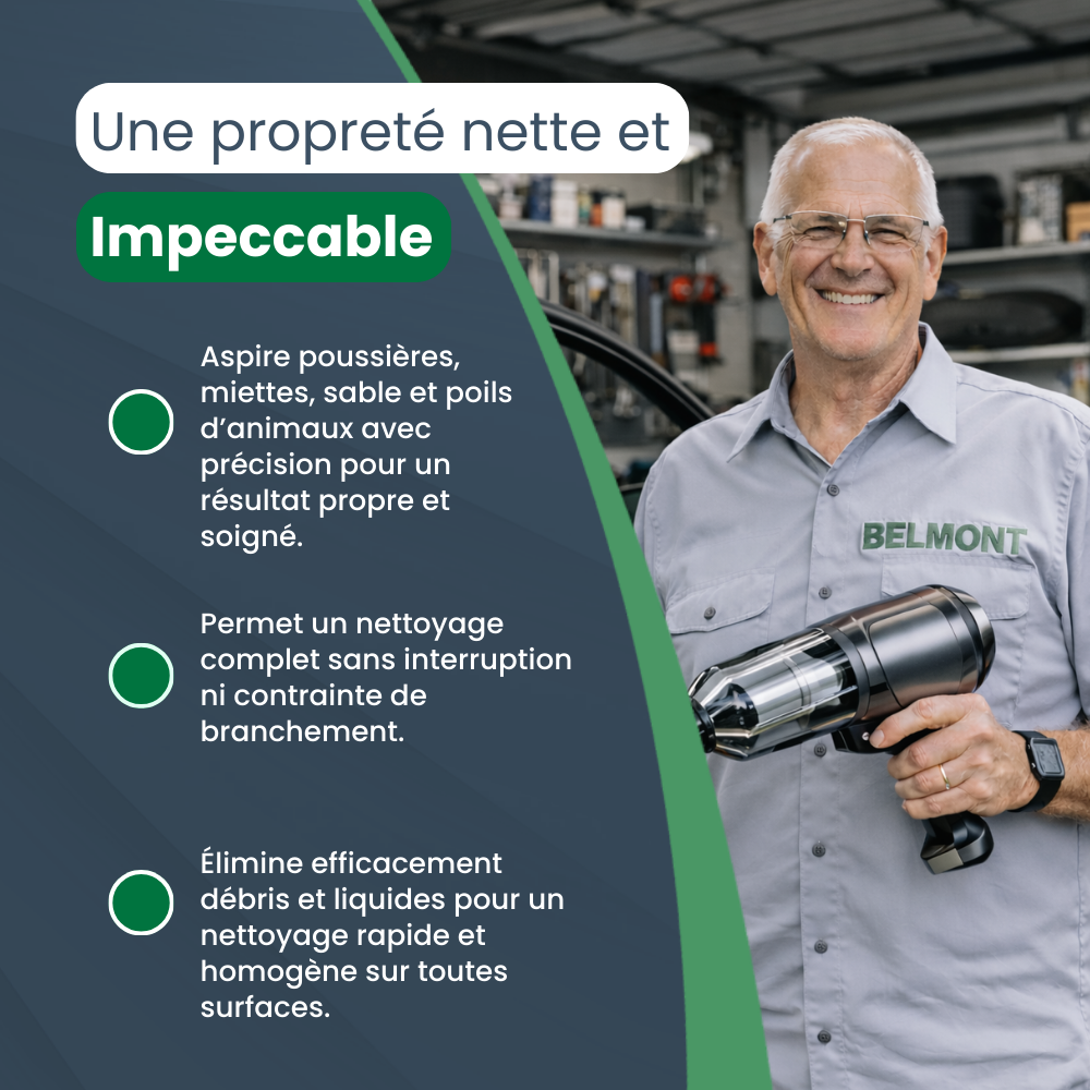 C40 PRO | Aspirateur Voiture Sans Fil Puissant Portable