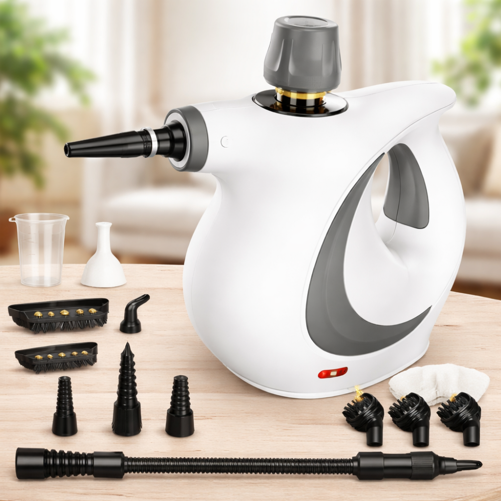 VapoClean Nettoyeur à Vapeur Électrique Multi-Usages 1050W Haute Pression 3,5 Bar – Nettoyage Maison Sans Produits Chimiques