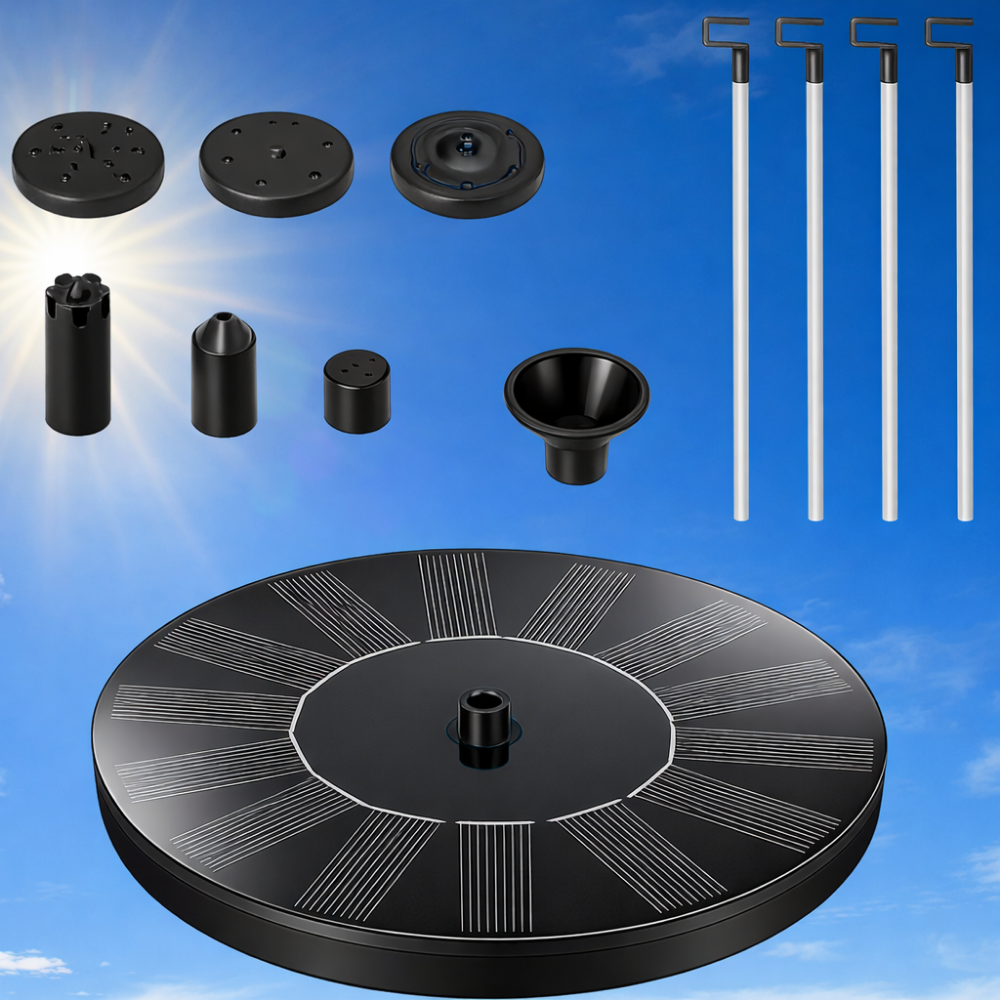 Mini Fontaine Solaire Autonome | Fontaine solaire flottante pour jardin et bassin – pompe décorative extérieure sans fil