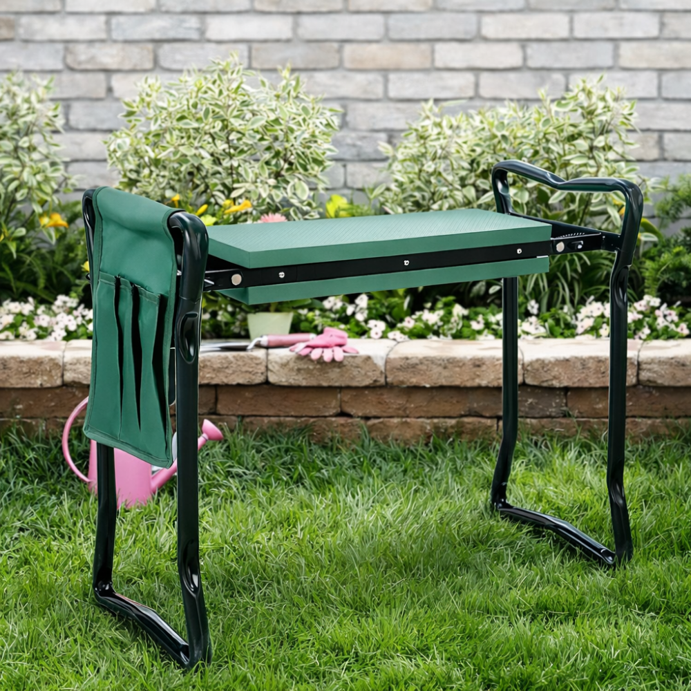 Banc de Jardinage Professionnel 2 en 1 Pliable – Agenouilloir Ergonomique avec Coussin EVA – Travaillez Sans Douleur et Sans Effort