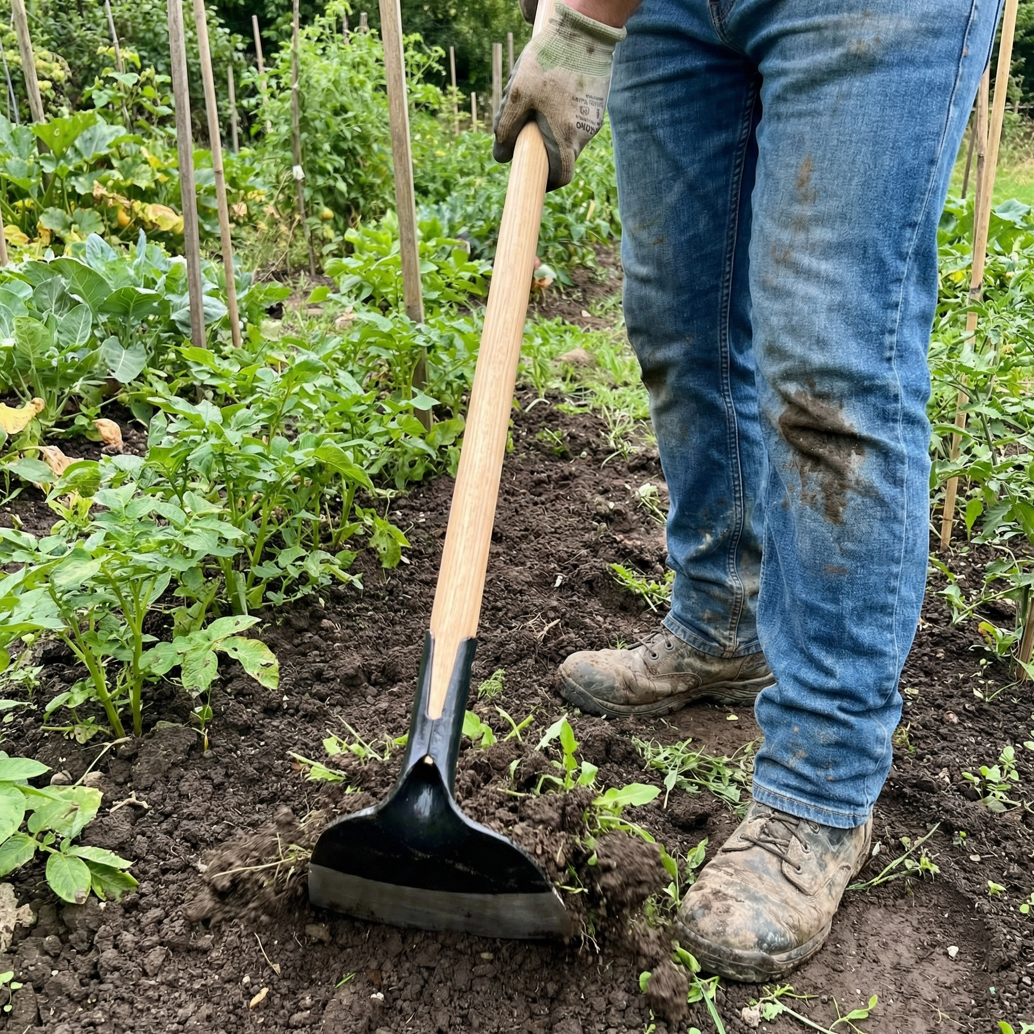 Houe de jardin en acier pour désherbage et aération du sol – Outil manuel robuste