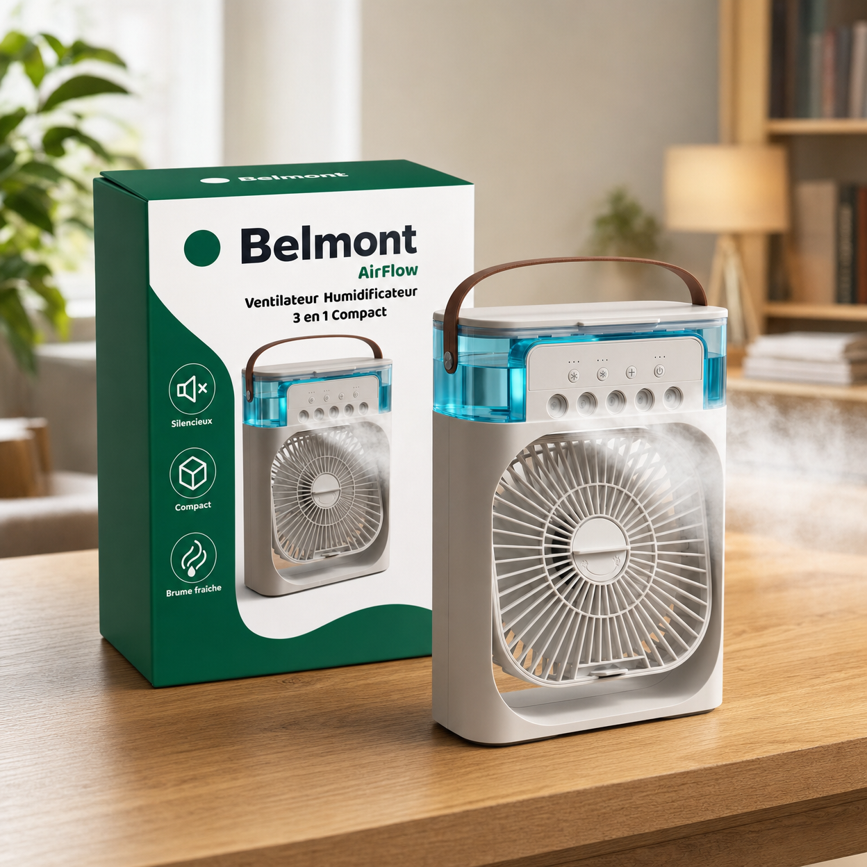 AirPulse | Rafraîchisseur d’Air Portable | Mini Climatiseur Silencieux USB | Ventilateur Humidificateur 3 en 1 Compact