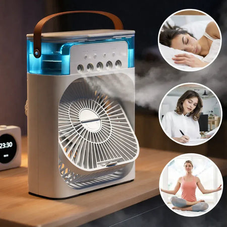 AirPulse | Rafraîchisseur d’Air Portable | Mini Climatiseur Silencieux USB | Ventilateur Humidificateur 3 en 1 Compact