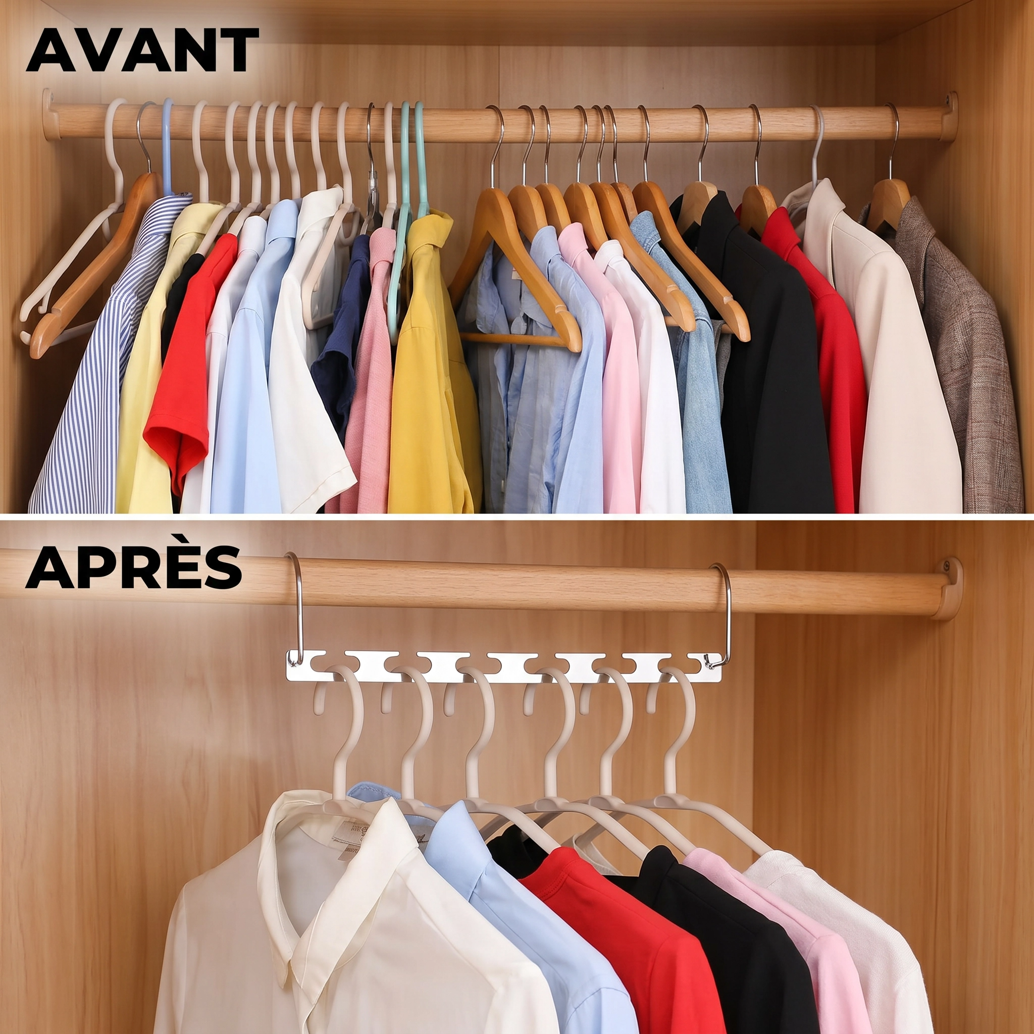 Dressing Max | Organisateur de cintres | Gain de place instantanée | 4 Pièces