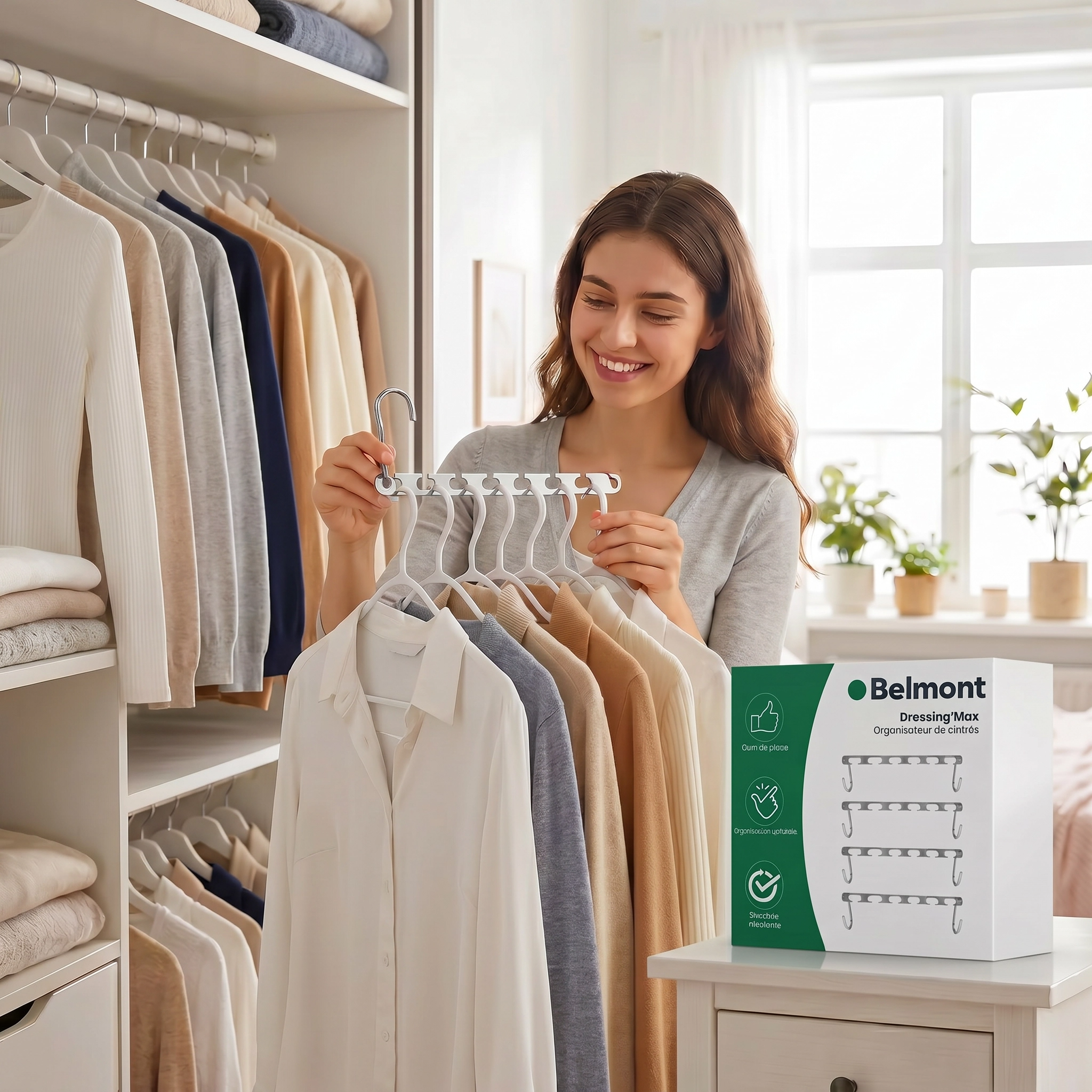 Dressing Max | Organisateur de cintres | Gain de place instantanée | 4 Pièces