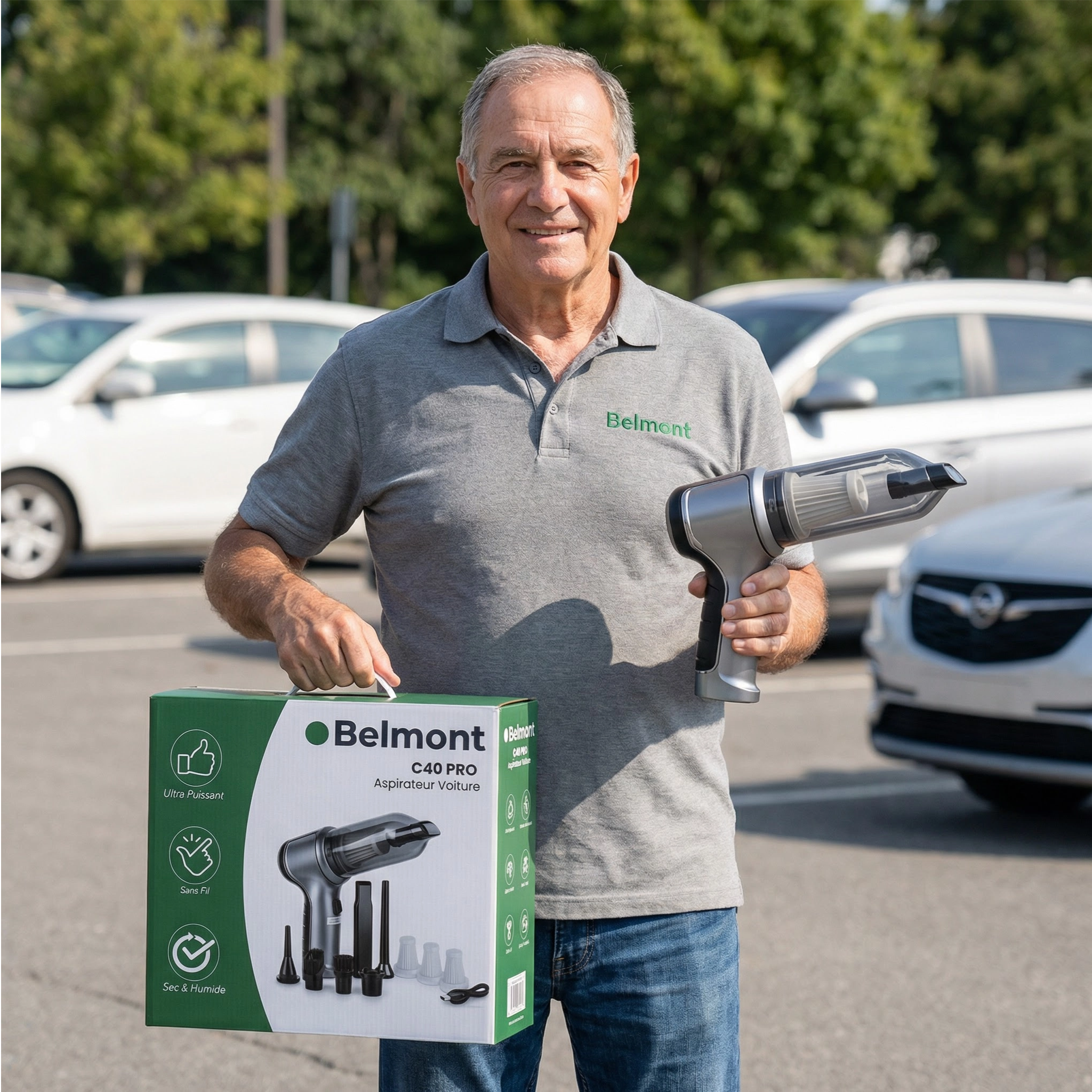 C40 PRO | Aspirateur Voiture Sans Fil Puissant Portable