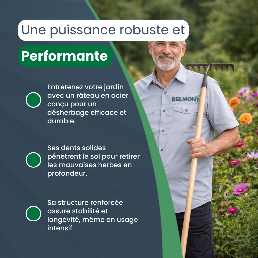 Râteau de Désherbage en Acier Résistant pour Jardin | Outil Robuste Anti Mauvaises Herbes