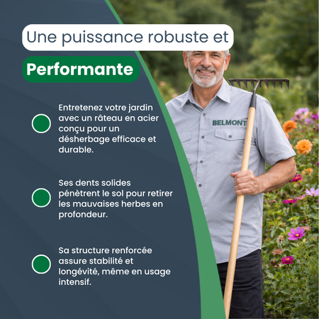 Râteau de Désherbage en Acier Résistant pour Jardin | Outil Robuste Anti Mauvaises Herbes