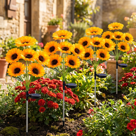 S10 | Lampe Solaire Tournesol à LED | Transforme votre jardin en décor lumineux