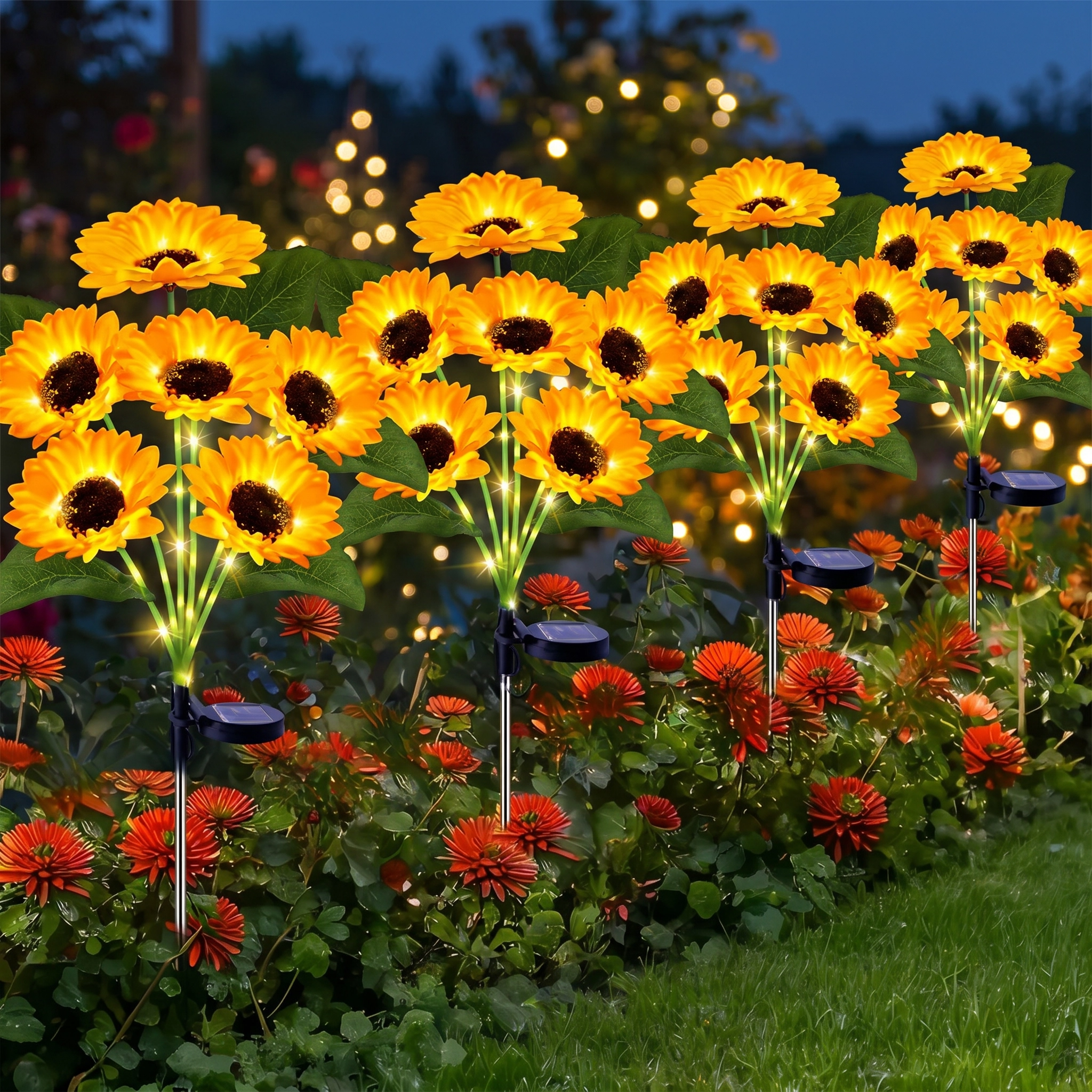 S10 | Lampe Solaire Tournesol à LED | Transforme votre jardin en décor lumineux