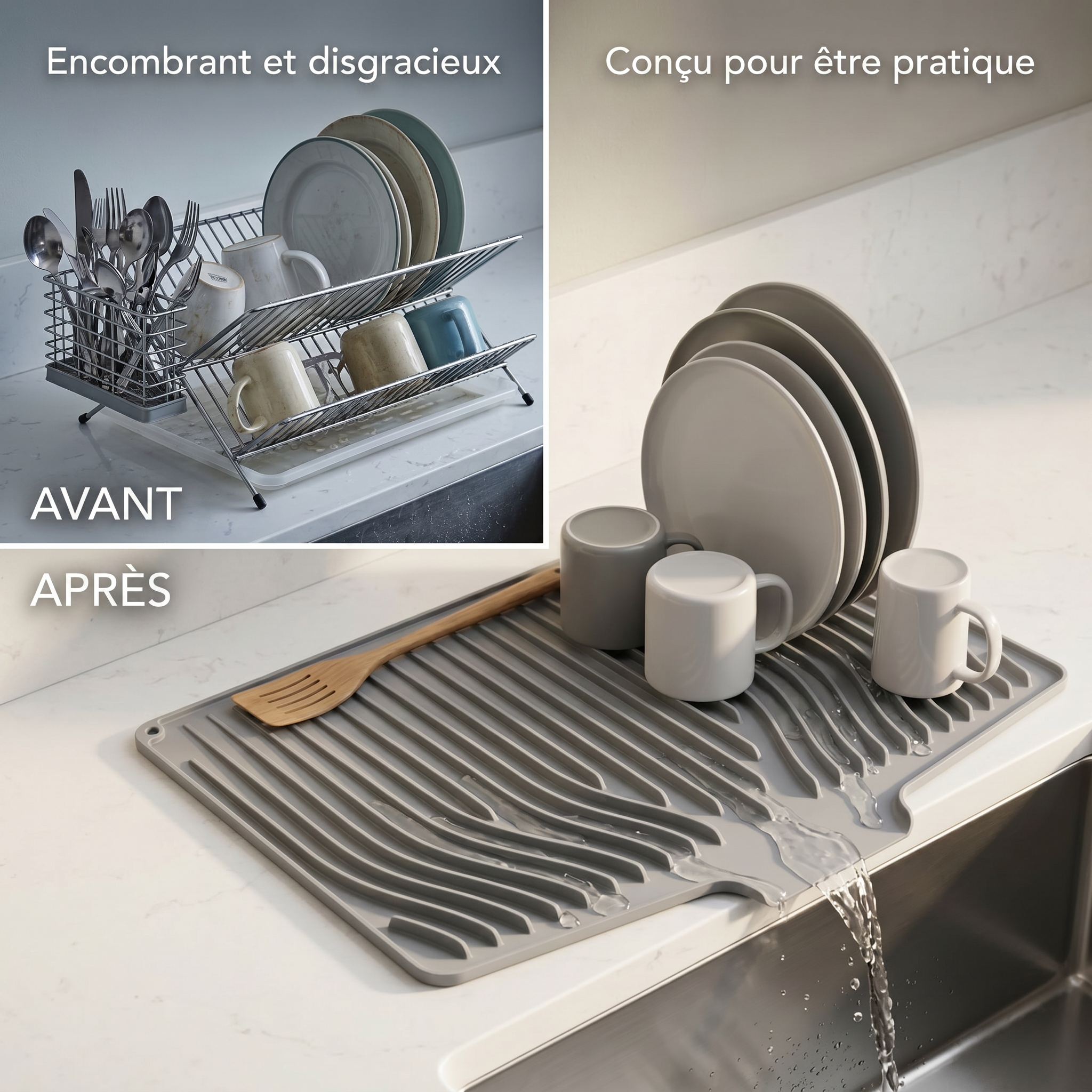 D30 | Tapis d'égouttement antidérapant | Tapis de drainage sans grille