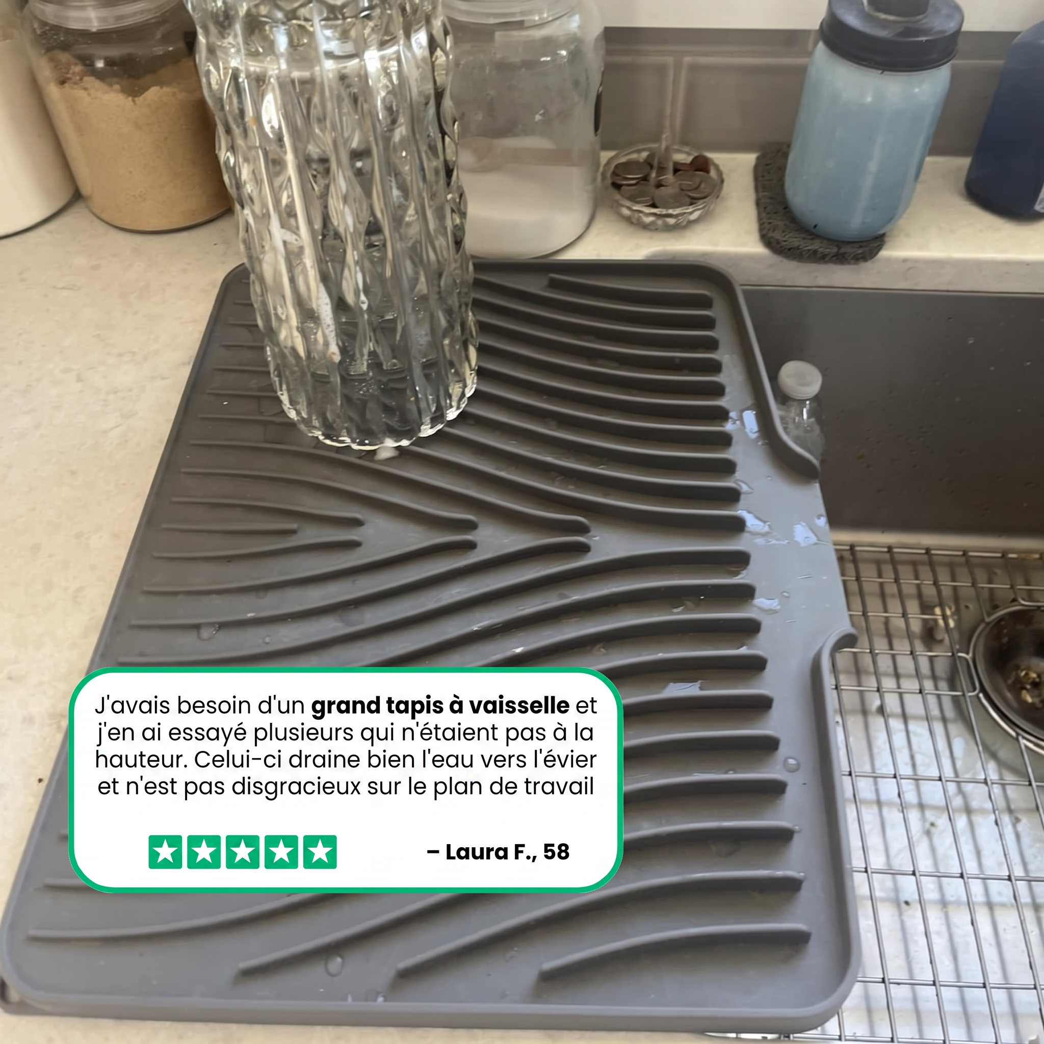 D30 | Tapis d'égouttement antidérapant | Tapis de drainage sans grille